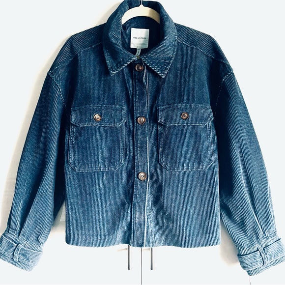 Avec Les Filles Jackets & Blazers - Avec Les Filles Relaxed Corduroy Shacket In Blue Size M NWT